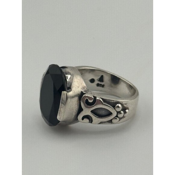 Silpada Sterling Silver Black Chalcedony Scroll Band Ring R1410 Size 6 - Picture 4 of 10